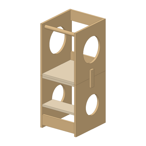 3D model of Folding Montessori tower and table — 15 5/8 in by 15 5/8 in by 35 3/8 in